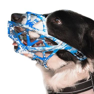 Imagem de NALEINING Focinheira para cães, antirasgos, antilatido, permite beber, focinheira profissional para animais de estimação (grande, azul camuflagem)