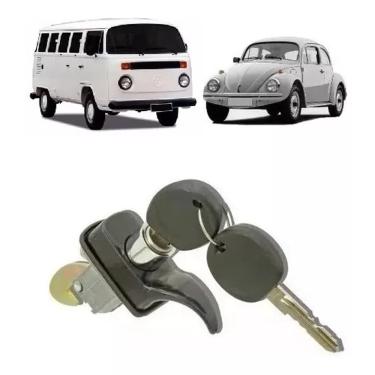 Imagem de Maçaneta Fechadura Tampa Traseira Motor Fusca e Kombi Até 1996 Preto com chaves