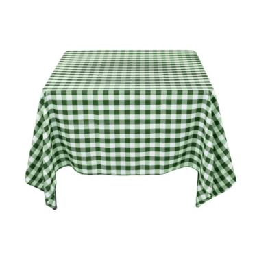 Imagem de LinenTablecloth Toalha de mesa quadrada de 178 cm verde e branco xadrez