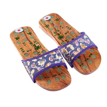Imagem de GOOHOCHY 1 Par chinelos de massagem magnética chinelos antiderrapantes para mulheres chinelos para pé chinelo de massagem sapatos de massagem magnética jade Galochas De madeira