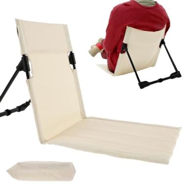 Imagem de Cadeira de praia dobrável, cadeira de acampamento, leve, para uso ao ar livre, cadeira de praia dobrável com bolsa de armazenamento para pesca, churrascos, caminhadas, viagens ao ar livre (bege)