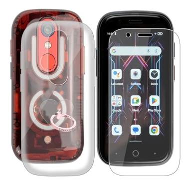 Imagem de AQGGIIXY Capa para Unihertz Jelly Star (7,6 cm) com protetor de tela de vidro temperado, [com suporte de anel de dedo de rotação de 360 graus] Capa de telefone TPU macia e antiarranhões para Unihertz