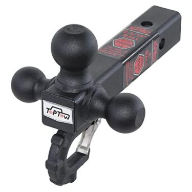 Imagem de TOPTOW Engate de reboque Tri-Ball Engate com bolas de engate e gancho de reboque Beast preto fosco, serve para receptor de 5 cm
