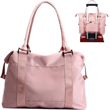 Imagem de JSAHAH Bolsa feminina de viagem, bolsa de mão, bolsa esportiva para academia, rosa, Large