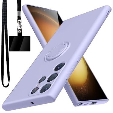 Imagem de YSLBWLE Capa para Samsung Galaxy S22 Ultra, suporte de anel giratório de 360° integrado|Forro de microfibra macio antiarranhões | Suporte para carro | Capa para celular S22 Ultra para meninas e