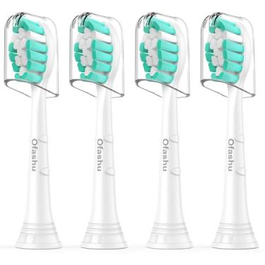 Imagem de Ofashu Cabeças de substituição de escova de dentes elétrica compatíveis com Philips Sonicare ProtectiveClean série 2 controle de placa 4100 5100 6100 9024 6064, branco, 4 cabeças de escova sônica