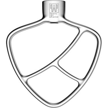 Imagem de Batedor plano de substituição para KitchenAid 4,5-5 Qt. Misturadores de suporte de cabeça inclinada/Acessórios de aço inoxidável 18/8/sem revestimento/Seguro para lava-louças/Compatível com K45B/K5THCB