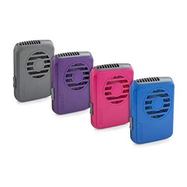 Imagem de O2COOL Ventilador de colar pessoal de luxo | Mãos livres, dispositivo de resfriamento portátil operado por bateria para praia, eventos esportivos, acampamento (pacote com 2 cores aleatórias)