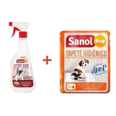 Imagem de Educador Sanitário Canino Stop Dog  + Tapete Higiênico para Cães Sanol 7 unidades
