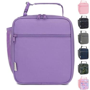 Imagem de GYEUKHAM Lancheira infantil para meninos meninas homens mulheres, lancheira térmica pequena térmica para trabalho escolar, piquenique, viagem - lancheira portátil reutilizável, roxa