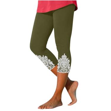 Imagem de Lainuyoah Shorts de ciclismo plus size cintura alta leggings cropped para mulheres leggings de renda elástica de verão calças de praia, A-ag, GG