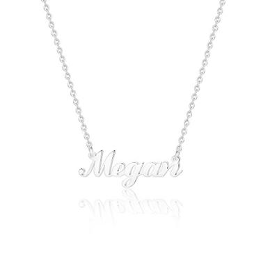 Imagem de Hidepoo Colar com nome personalizado – Colar com pingente de nome de aço inoxidável, corrente delicada com nome de letra, joias personalizadas, presentes para mulheres, Metal