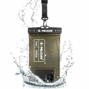 Imagem de Pelican Marine - Bolsa de telefone IP68 à prova d'água / capa (tamanho normal) - Capa de telefone flutuante à prova d'água - iPhone 15 Pro Max/ 14 Pro Max/ 13 Pro Max/ 12/ S23/ Pixel 7 - Cordão destacável - Verde oliva