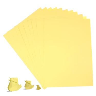 Imagem de Outanaya Pacote de papel de impressão de computador amarelo pálido de 100 folhas - perfeito para artigos de papelaria - certificados - notas e mais - liso - pacote de papel de construção A4 colorido e