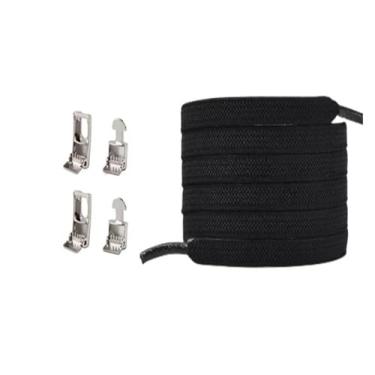 Imagem de Cross Buckle Elastic Laceless Shoelaces For Sneakers Flat Shoelaces For Kids And Adults Elastic Shoelaces For All Shoes(Black)