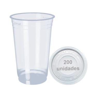 Imagem de Copo 700ml / 770ml Descartável PP com 200 Unidades com Tampa Sem Furo