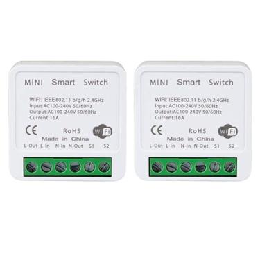 Imagem de Bkiyougo Interruptor de luz inteligente WiFi, funciona com Amazon Alexa/Google Home, controle remoto de aplicativo, controle de voz, modo DIY, função de temporizador, controle LAN, sem necessidade de