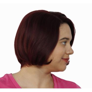 Imagem de Peruca Lace Wig  Sem Franja Vermelho Borgonha Fibra
