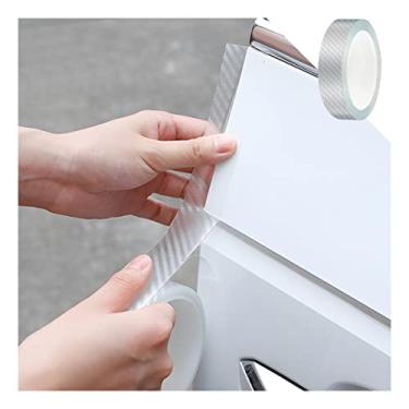 Imagem de Protetores de borda de porta de carro, protetor de peitoril automático de fibra de carbono transparente anticolisão, fita adesiva transparente, acessórios de fita de acabamento de porta de veículo faça você mesmo para a maioria dos carros (3 x 500 cm, branco)