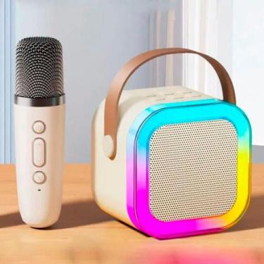 Imagem de Caixa Som Karaokê Led Rgb Bluetooth Microfone Sem Fio - Relet