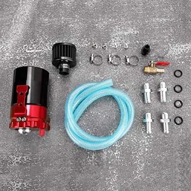 Imagem de Respiro Universal do Reservatório do Tanque de Captura do Motor de Carro 300ML Pode Filtro de óleo de Ar Com Suporte de Montagem e Filtro de Ar para Melhor Desempenho (Vermelho