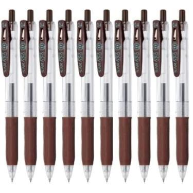 Imagem de Zebra Sarasa Clip 0,4 caneta de tinta de gel retrátil, aderência de borracha, 0,4 mm, tinta marrom, conjunto de 10