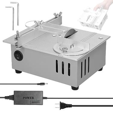 Imagem de Serra de mesa, mini serra elétrica Weytoll de mesa, serra de mesa de 96 W 9000 RPM, serras elétricas de mesa pequenas para uso doméstico, ferramenta de corte ajustável em altura e máquina para