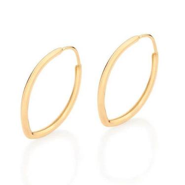 Imagem de Brincos banhado ouro 3x 24k 18k e 22k femininos argola oval rommanel 5