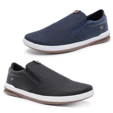 Imagem de Kit 2 Sapatênis - Slip-On Masculino Bardone Calce Fácil, Azul, Preto, 