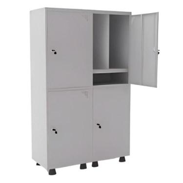 Imagem de Roupeiro De Aço 4 Portas Insalubre Grandes Com Pitao Com Sapateiro Cin