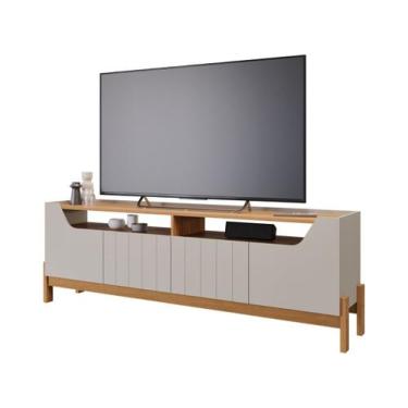 Imagem de Rack bancada Moema Permobili 04 portas MDF, Off White/Nature