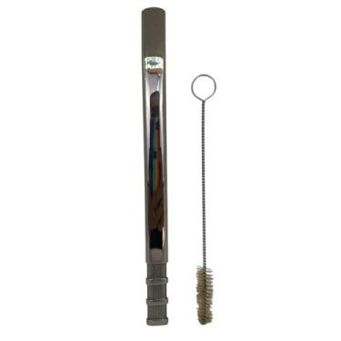 Imagem de Bomba de tereré clássica de tela inox 24 cm + escova higienização - Es