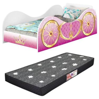Imagem de Cama Solteiro Menina Carruagem Princesa + Colchão - B&A BENTO