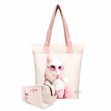 Imagem de Bolsa Feminina e Necessaire Gatinha Charmosa Magicc Bolsas