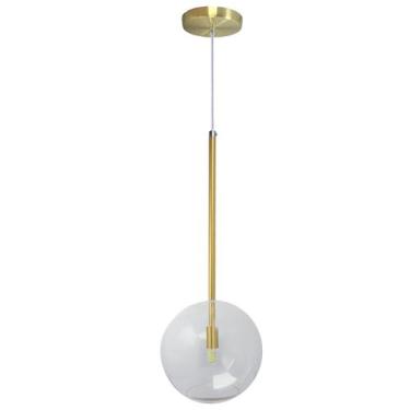 Imagem de Pendente Luminária Lux Dourado Globo Cristal 20Cm Vidro Led - Iluminar