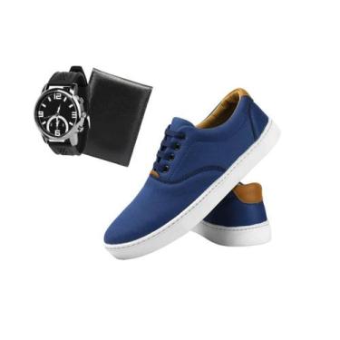 Imagem de kit Sapatênis Casual Masculino Cano Baixo Relogio e Carteira - SAPATOW