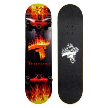 Imagem de Skate Traxart Profissional Fire Preto e Vermelho DZ-277