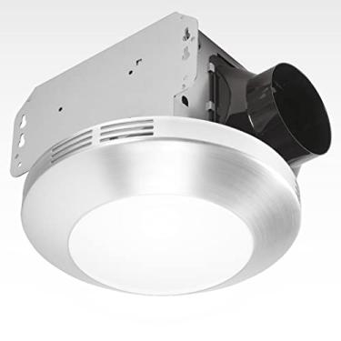 Imagem de Homewerks 7117-01-BN Luminária LED Integrada para Banheiro de Ventilação de Teto 1.1 Sones 80 CFM, Ventilador de Banho de Níquel Escovado