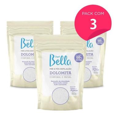 Imagem de Kit 3 Dolomita Pré e Pós Depilação Depil Bella 800g