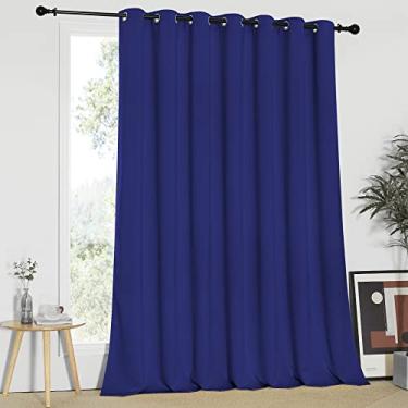 Imagem de NICETOWN Cortinas blackout largas para portas deslizantes - Cortinas isoladas de redução de ruído, persiana vertical de privacidade para sala de estar e quarto (azul escuro, L250 x C295 polegadas)
