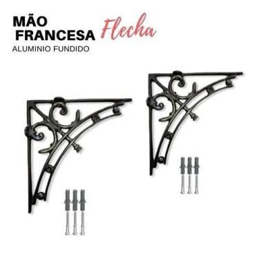 Imagem de kit 2 Mão Francesa Cantoneira 35 Cm Aluminio Preto - Funditex, 35X35 F