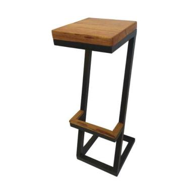 Imagem de Banqueta Alta Mark Z de Metal Assendo Madeira para Bancada - Nossa Kas