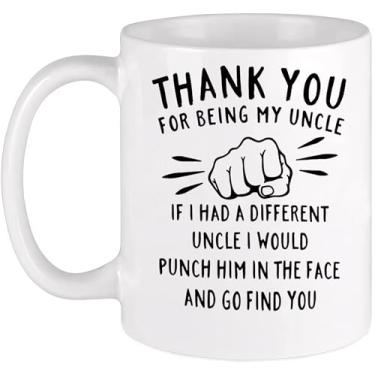 Imagem de Bioprocess Caneca de café com leite e chá de 325 ml canecas de cerâmica presentes Thank You for Being My Uncle Caneca de café engraçada presentes de mordaça para tios legal dia dos pais presente de
