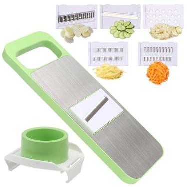 Imagem de LELE LIFE Fatiador Mandoline 6 em 1 para cozinha, fatiador multiuso de vegetais com protetor de mão para fatiador de batata com pepino, cortador de fritura de waffle, Julienne, fatiador de vegetais