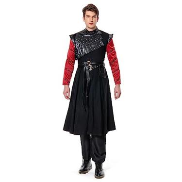 Imagem de Chahouk Fantasia masculina de cosplay sobretudo corta-vento guerreiro casaco trench coat terno cinto, Estilo 1, GG