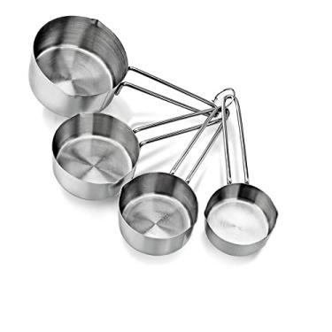 Imagem de Conjunto de copos medidores de aço inoxidável de 4 em tamanhos diferentes (250,125,50,60 ml) (conjunto de 4 xícaras)