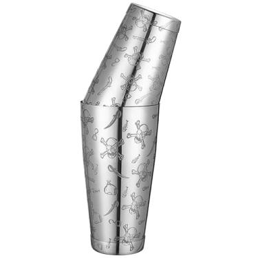 Imagem de Coqueteleira Boston de aço inoxidável com padrão gravado, conjunto de estanho agitado (caveira)