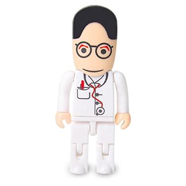 Imagem de LEIZHAN Pendrive de polegar com personagem de pen drive USB para crianças, estudantes, presente (32 GB, médico em branco)