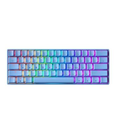 Imagem de GK61 Teclado mecânico para jogos – 61 teclas multicoloridas RGB iluminado por LED retroiluminado com fio programável para PC/Mac Gamer (Gateron azul ótico, azul)