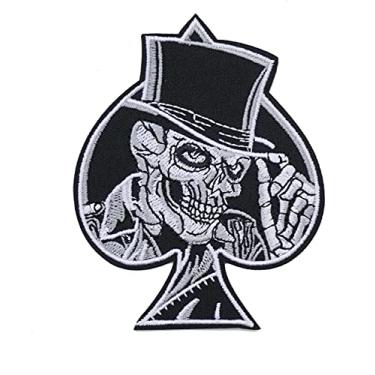 Imagem de Graphic Dust Skull Ace of Spade Bordado Ferro no Patch Poker Esqueleto Death Gambling Card Casino Las Vegas